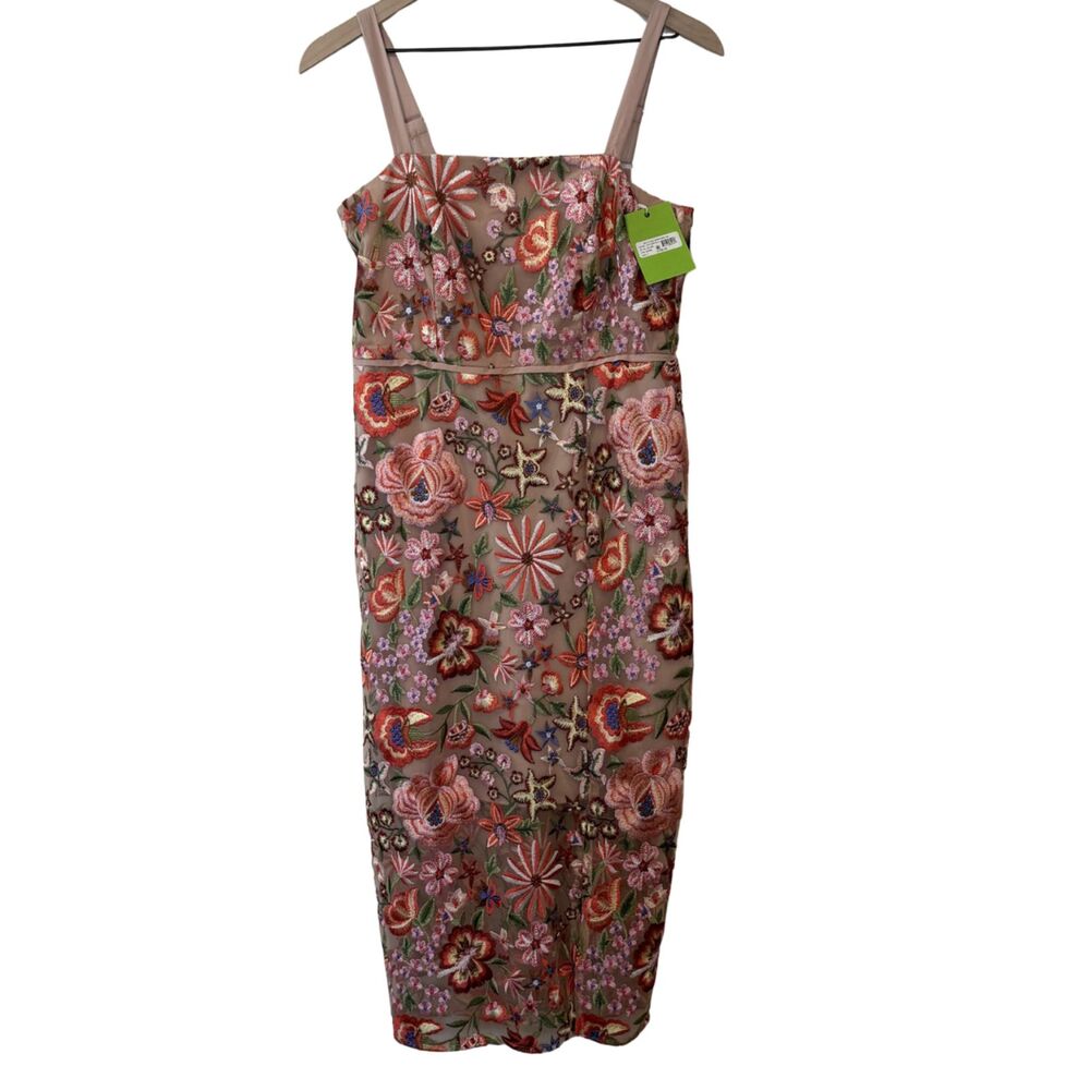 Sam Edelman Dress Women's 8 Pink Floral Embroidered Mesh Camisole Cocktail NWT